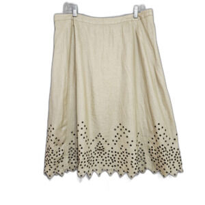 Bianca Nygard Studded Western Midi Skirt Coated Linen Swing Skirt Womens 14